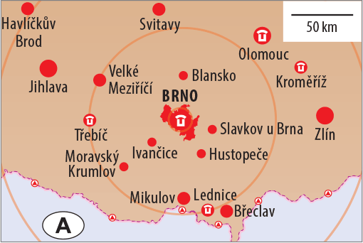 Brno (Brün] und Südmähren, Karte