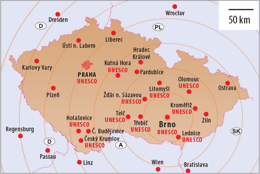 Brno (Brün] und Tschechische Republik, Karte
