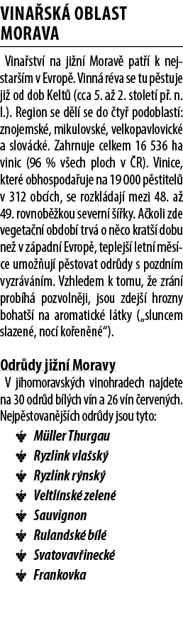 Vina sk oblast Morava Vina stv  na ji n  Morav  pat   k nejstar  m v Evrop . Vinn  r va se tu p stuje ji  od dob Kel...