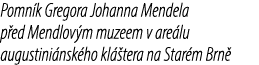 Pomn k Gregora Johanna Mendela p ed Mendlov m muzeem v are lu augustini nsk ho kl tera na Star m Brn 