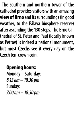 The southern and northern tower of the cathedral provides visitors with an amazing view of Brno and its surroundings ...