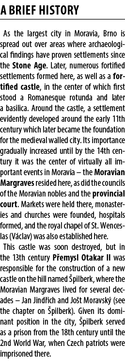 A BRIEF HISTORY As the largest city in Moravia, Brno is spread out over areas where archaeological findings have prov...