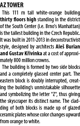 AZ TOWER This 111 m tall white orange building thirty floors high standing in the district of the South Center (i.e. ...